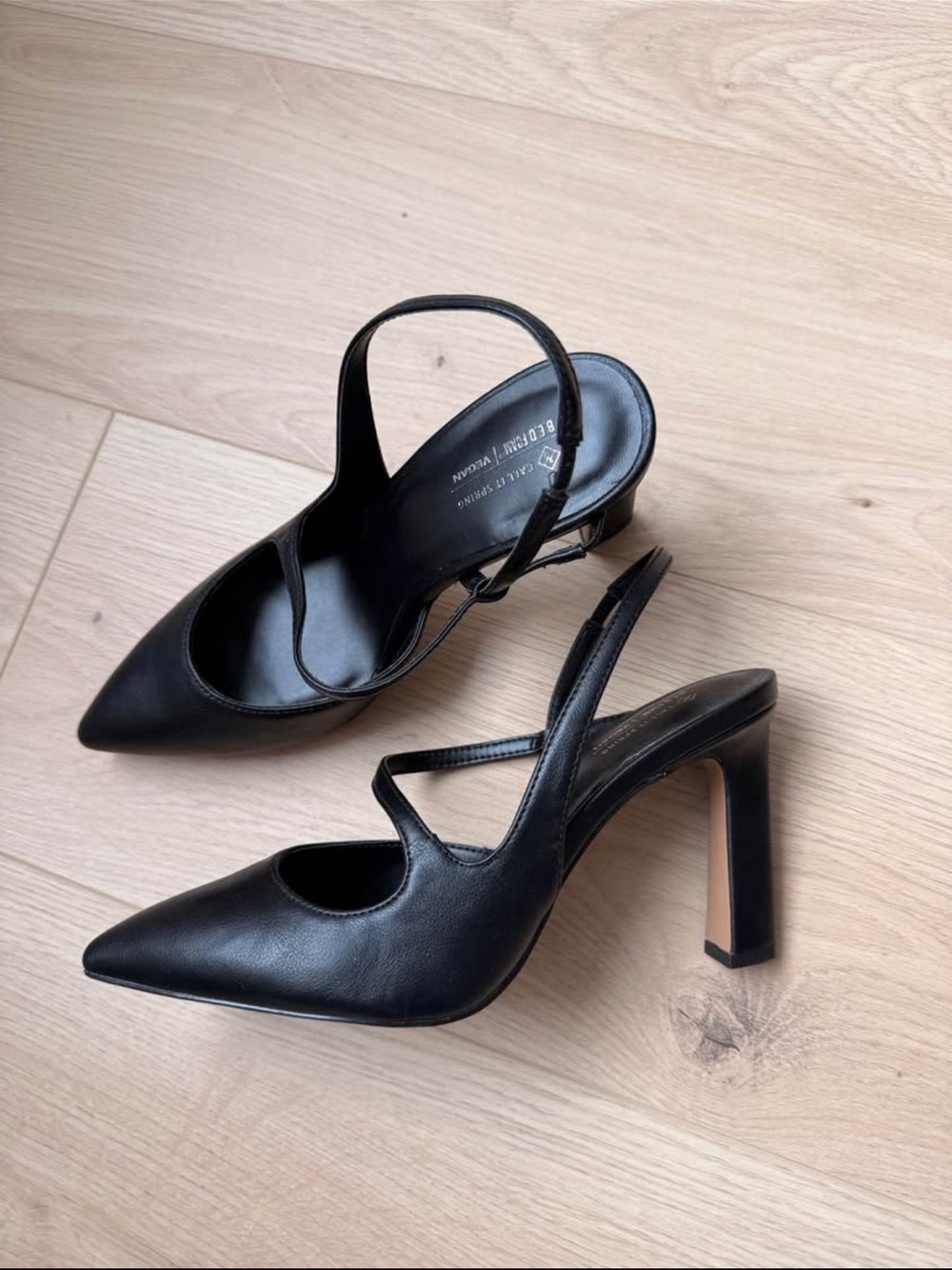 Call It Spring Black Pointed Slingback Heels with Crisscross Strap - Picture 1 of 3